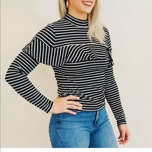 Ribbed Ruffle Striped Longsleeve